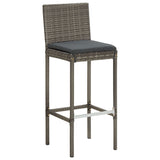 NNEVL 5 Piece Garden Bar Set Grey Solid Wood Acacia and Poly Rattan