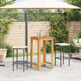 NNEVL 3 Piece Garden Bar Set Black Solid Wood Acacia and Poly Rattan