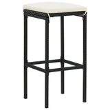 NNEVL 3 Piece Garden Bar Set Black Solid Wood Acacia and Poly Rattan