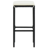 NNEVL 3 Piece Garden Bar Set Black Solid Wood Acacia and Poly Rattan