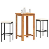 NNEVL 3 Piece Garden Bar Set Black Solid Wood Acacia and Poly Rattan