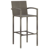 NNEVL 3 Piece Garden Bar Set Grey Solid Wood Acacia and Poly Rattan
