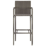 NNEVL 3 Piece Garden Bar Set Grey Solid Wood Acacia and Poly Rattan