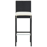NNEVL 5 Piece Garden Bar Set Black Solid Wood Acacia and Poly Rattan