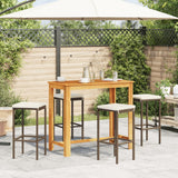 NNEVL 5 Piece Garden Bar Set Brown Solid Wood Acacia and Poly Rattan