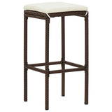 NNEVL 5 Piece Garden Bar Set Brown Solid Wood Acacia and Poly Rattan