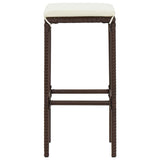 NNEVL 5 Piece Garden Bar Set Brown Solid Wood Acacia and Poly Rattan