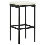 NNEVL 7 Piece Garden Bar Set Black Solid Wood Acacia and Poly Rattan