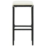 NNEVL 7 Piece Garden Bar Set Black Solid Wood Acacia and Poly Rattan