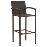 NNEVL 7 Piece Garden Bar Set Brown Solid Wood Acacia and Poly Rattan
