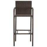 NNEVL 7 Piece Garden Bar Set Brown Solid Wood Acacia and Poly Rattan