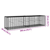 NNEVL Gabion Basket with Cover 200x50x50 cm Galvanised Iron