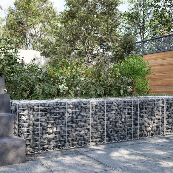 NNEVL Gabion Basket with Cover 200x50x50 cm Galvanised Iron