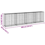 NNEVL Gabion Basket with Cover 400x50x100 cm Galvanised Iron