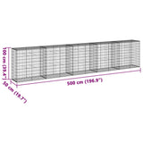 NNEVL Gabion Basket with Cover 500x50x100 cm Galvanised Iron