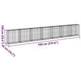 NNEVL Gabion Basket with Cover 700x50x100 cm Galvanised Iron