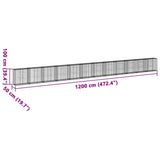 NNEVL Gabion Basket with Cover 1200x50x100 cm Galvanised Iron
