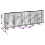 NNEVL Gabion Basket with Cover 500x50x150 cm Galvanised Iron