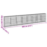 NNEVL Gabion Basket with Cover 800x50x150 cm Galvanised Iron