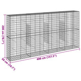 NNEVL Gabion Basket with Cover 400x50x200 cm Galvanised Iron