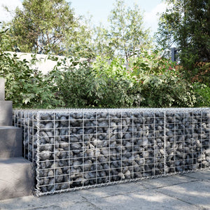 NNEVL Gabion Basket with Cover 100x100x50 cm Galvanised Iron