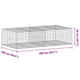 NNEVL Gabion Basket with Cover 200x100x50 cm Galvanised Iron