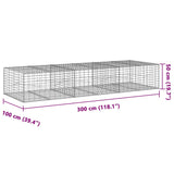 NNEVL Gabion Basket with Cover 300x100x50 cm Galvanised Iron