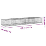 NNEVL Gabion Basket with Cover 400x100x50 cm Galvanised Iron