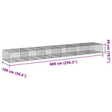 NNEVL Gabion Basket with Cover 600x100x50 cm Galvanised Iron