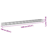 NNEVL Gabion Basket with Cover 1200x100x50 cm Galvanised Iron