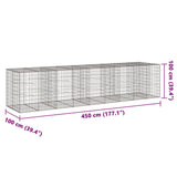 NNEVL Gabion Basket with Cover 450x100x100 cm Galvanised Iron
