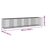 NNEVL Gabion Basket with Cover 500x100x100 cm Galvanised Iron
