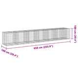 NNEVL Gabion Basket with Cover 650x100x100 cm Galvanised Iron