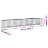 NNEVL Gabion Basket with Cover 700x100x100 cm Galvanised Iron
