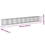 NNEVL Gabion Basket with Cover 850x100x100 cm Galvanised Iron