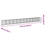 NNEVL Gabion Basket with Cover 1150x100x100 cm Galvanised Iron