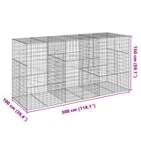 NNEVL Gabion Basket with Cover 300x100x150 cm Galvanised Iron