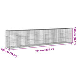 NNEVL Gabion Basket with Cover 700x100x150 cm Galvanised Iron