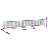 NNEVL Gabion Basket with Cover 1200x100x150 cm Galvanised Iron