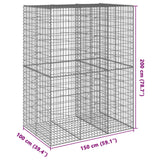 NNEVL Gabion Basket with Cover 150x100x200 cm Galvanised Iron