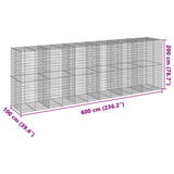 NNEVL Gabion Basket with Cover 600x100x200 cm Galvanised Iron