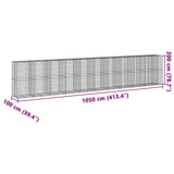 NNEVL Gabion Basket with Cover 1050x100x200 cm Galvanised Iron