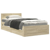 NNEVL Bed Frame with Headboard without Mattress Sonoma Oak 90x190 cm