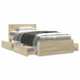NNEVL Bed Frame with Headboard without Mattress Sonoma Oak 90x190 cm