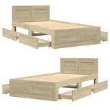 NNEVL Bed Frame with Headboard without Mattress Sonoma Oak 90x190 cm