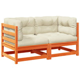 NNEVL 2 Piece Garden Sofa Set with Cushions Wax Brown Solid Wood Pine