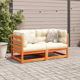 NNEVL 2 Piece Garden Sofa Set with Cushions Wax Brown Solid Wood Pine