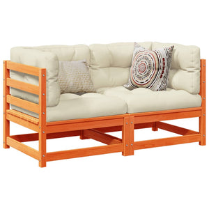 NNEVL 2 Piece Garden Sofa Set with Cushions Wax Brown Solid Wood Pine