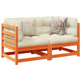 NNEVL 2 Piece Garden Sofa Set with Cushions Wax Brown Solid Wood Pine