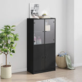 NNEVL Highboard with Doors Black 68x37x142 cm Engineered Wood